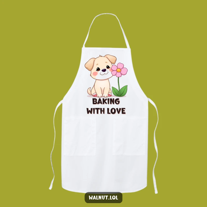 Funny Dog Flower Smile Apron: Garden and Cook with Gentle Cheer