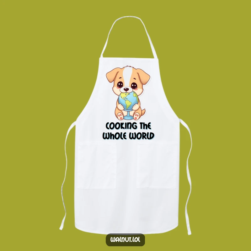Funny Chef Dog Apron: Global Cuisine Comedy Gift for Worldly Cooks