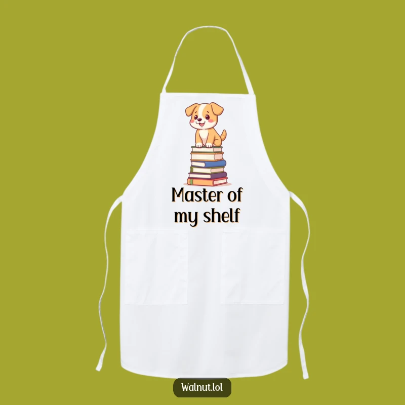 Funny Dog Book Stack Apron: Cook with Literary Charm & Humor