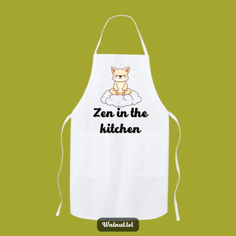Funny Dog Cloud Meditation Apron: Cook with Calm & Canine Charm