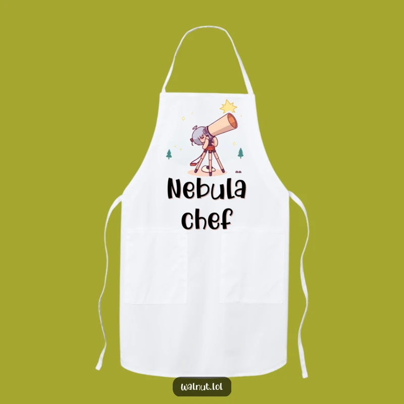 Funny Stargazer Apron: Cute Character's Cosmic Cooking Fun