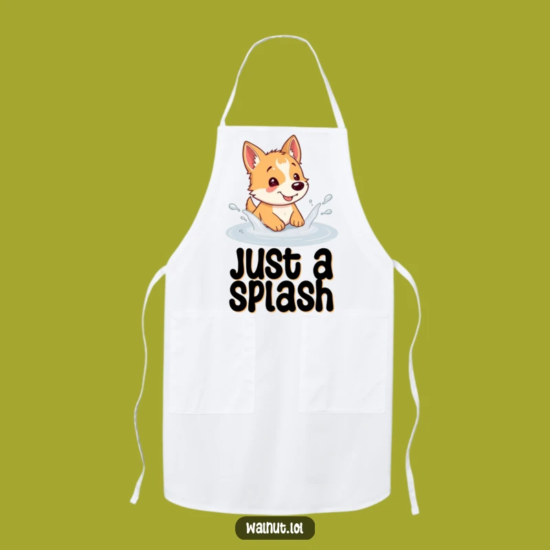 Funny Dog Puddle Splash Apron: Chef's Joyful Mess, Perfect Gift!