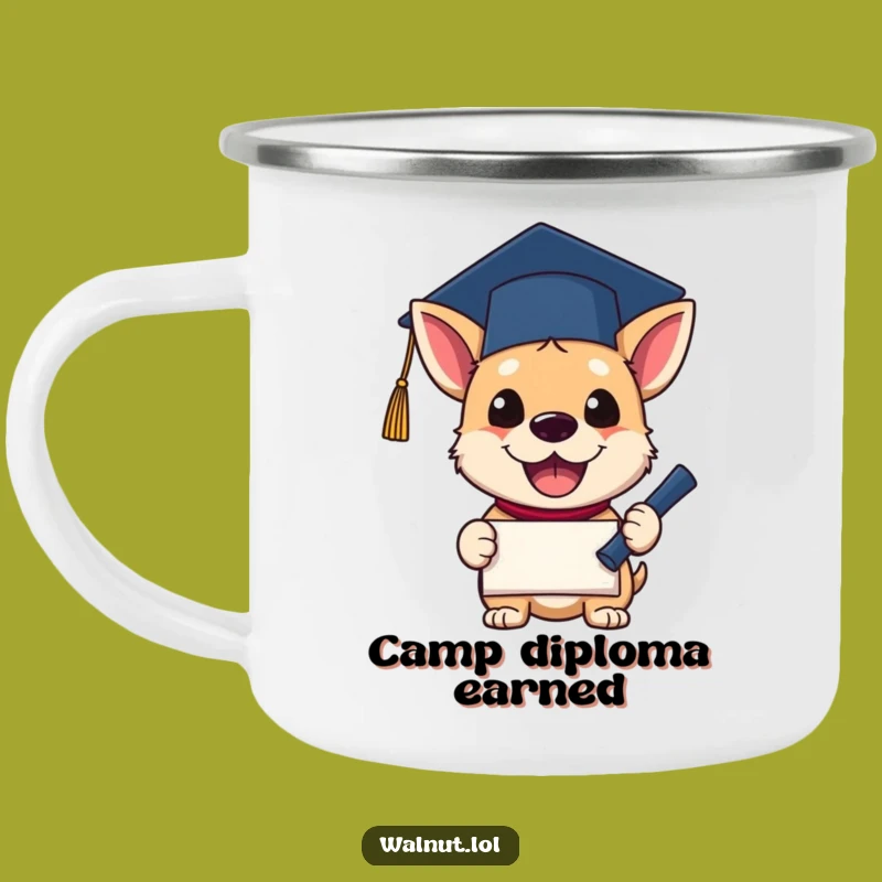 Funny Grad Dog Camping Mug: Celebrate Adventures with this Durable and Proud Mug