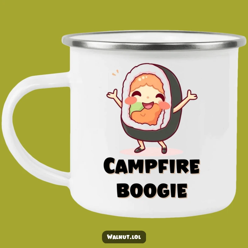 Funny Sushi Dance Camping Mug - Outdoor Culinary Fun, Great Funny Gift