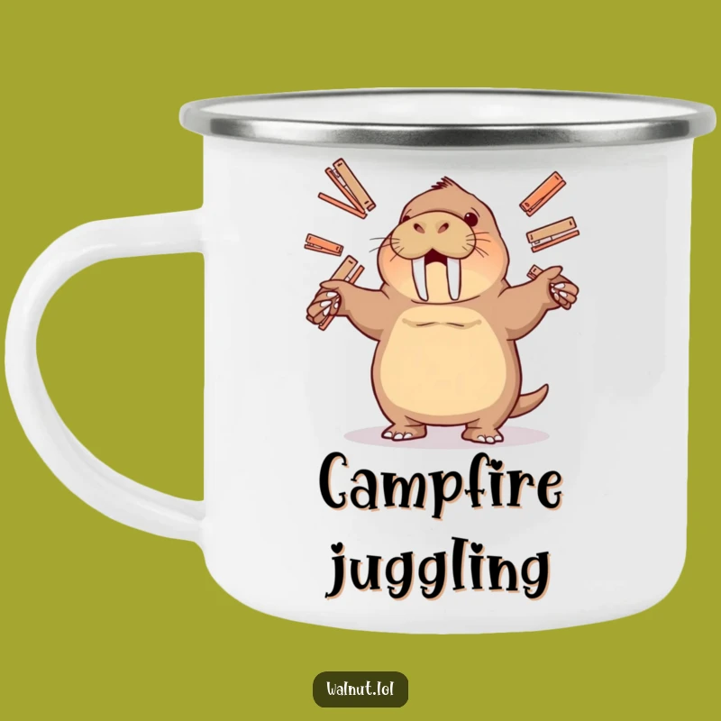 Funny Juggling Walrus Camping Mug: Enjoy Your Drink Amidst Hilarious Chaos