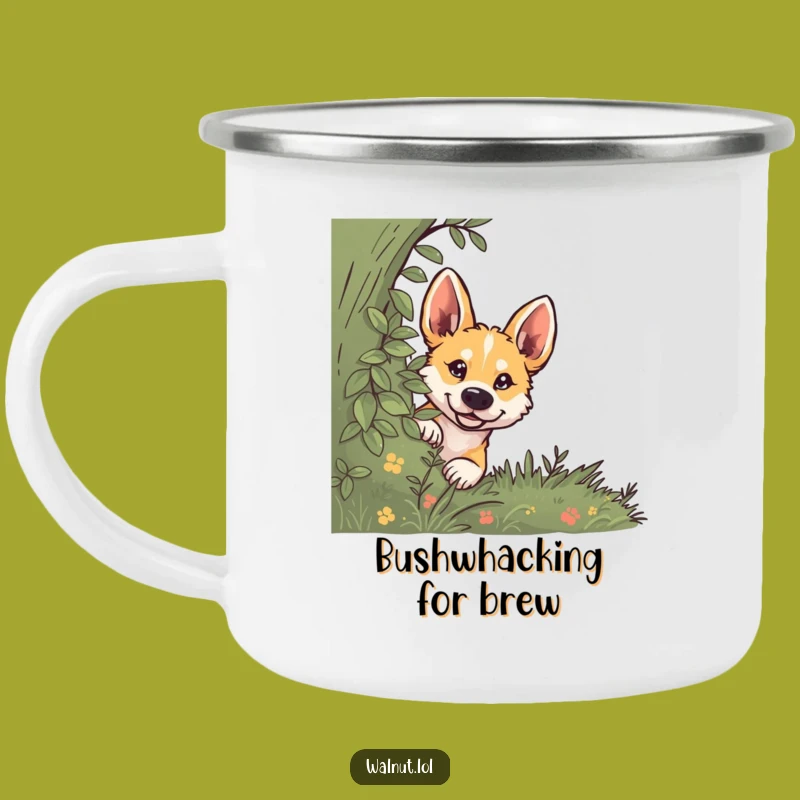 Funny Curious Dog Peeking Camping Mug: Adventure Buddy On-the-Go