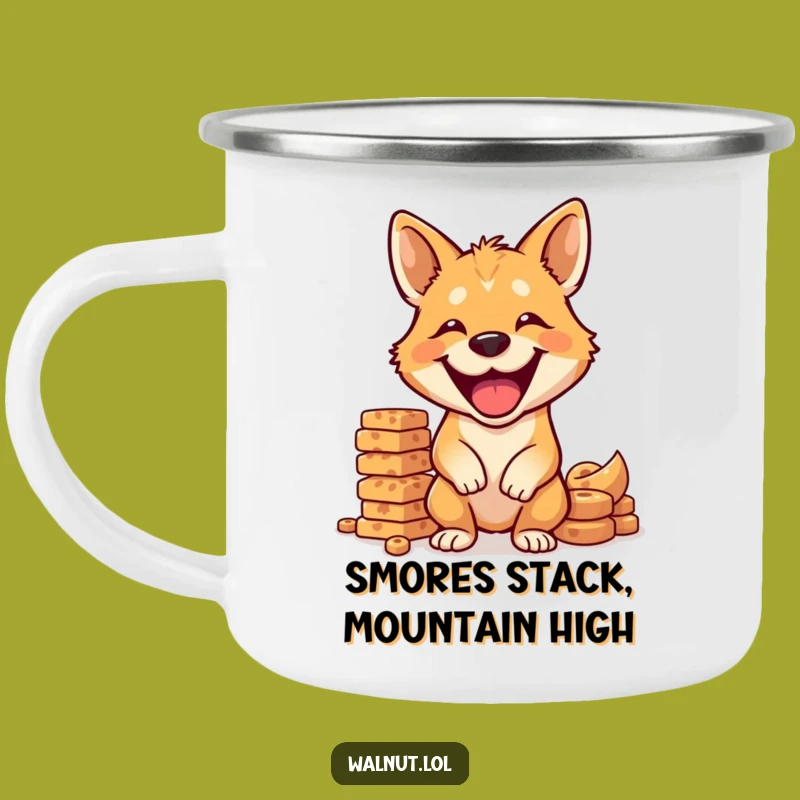 Funny Dog Balancing Treats Camping Mug: Your Treat Buddy On-the-Go