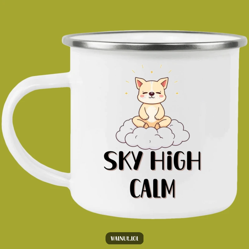 Funny Dog Cloud Meditation Camping Mug: Serene Sips Outdoors