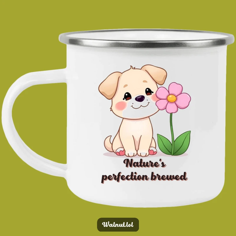Funny Dog Flower Smile Camping Mug: Your Companion for Peaceful Outdoor Moments