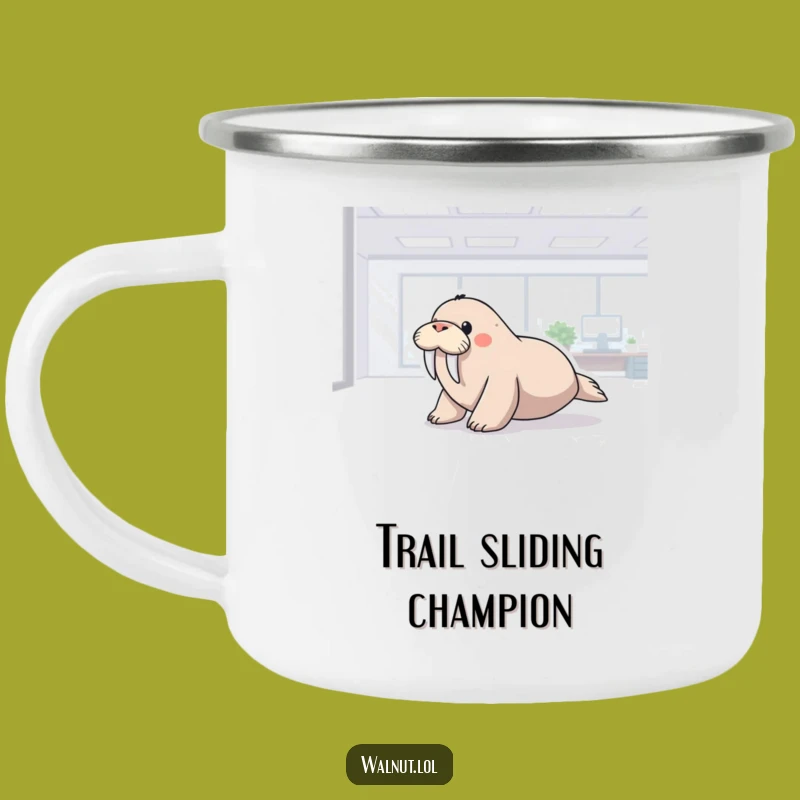 Funny Office Walrus Camping Mug: Enjoy Your Brew with Hilarious Office Antics