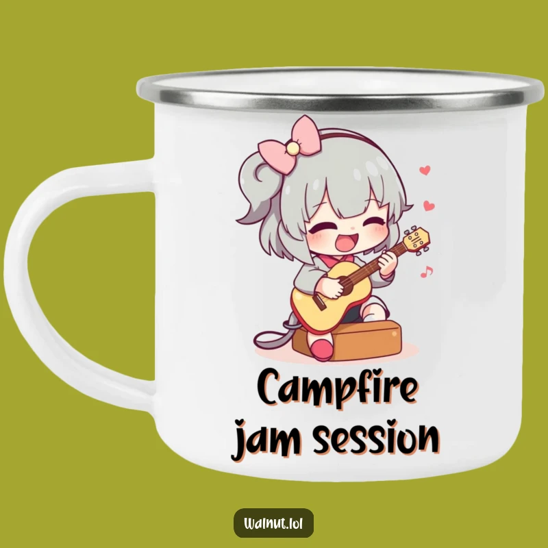 Funny Outdoor Guitarist Mug: Campfire Tunes with This Character Design