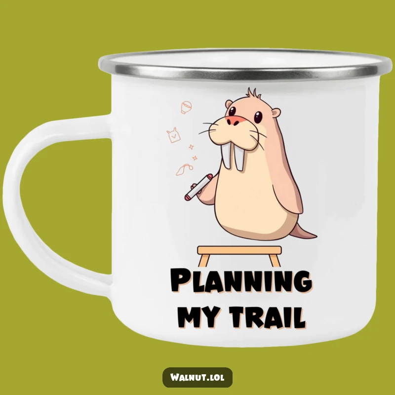 Funny Walrus Artist Camping Mug: Sketch Ideas by the Fire, Hilarious Outdoor Gift