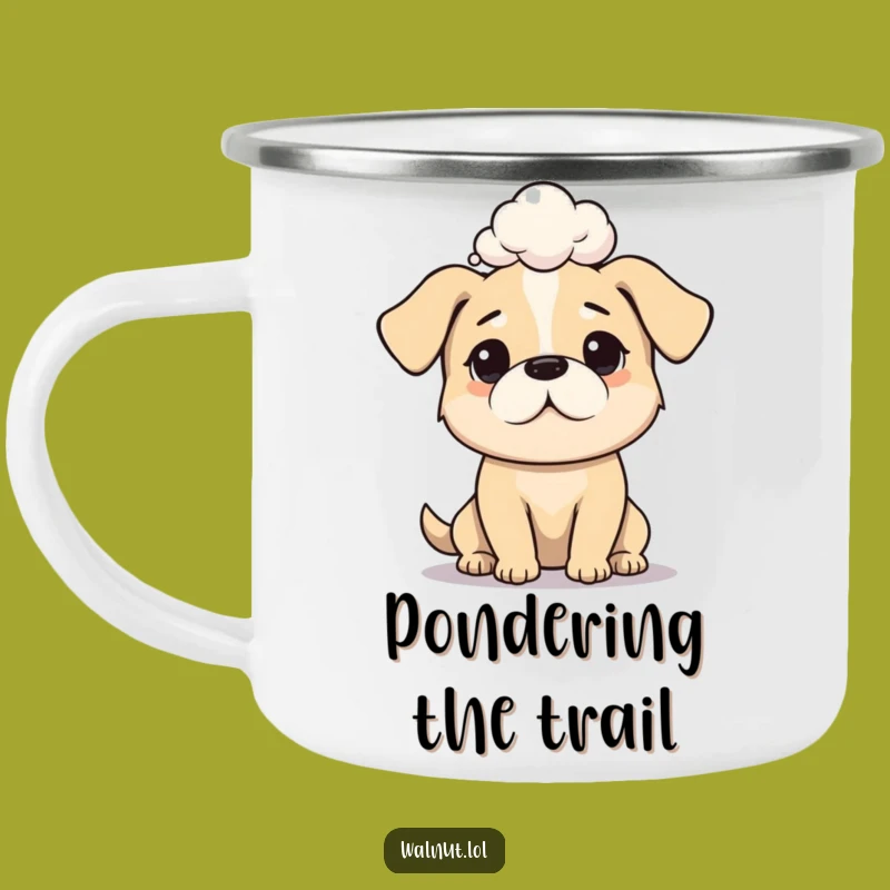 Funny Dog Deep Thought Camping Mug: Adventure with Canine Contemplation