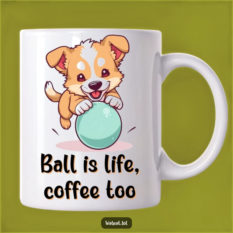 Funny Wild Dog Pouncing Ball Mug: Hilarious Playtime Gift for Dog Fans