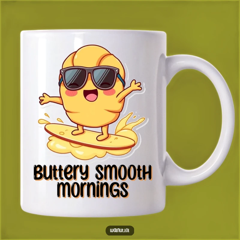Funny Croissant Surfing Butter Mug - Hilarious Breakfast & Beach Gift