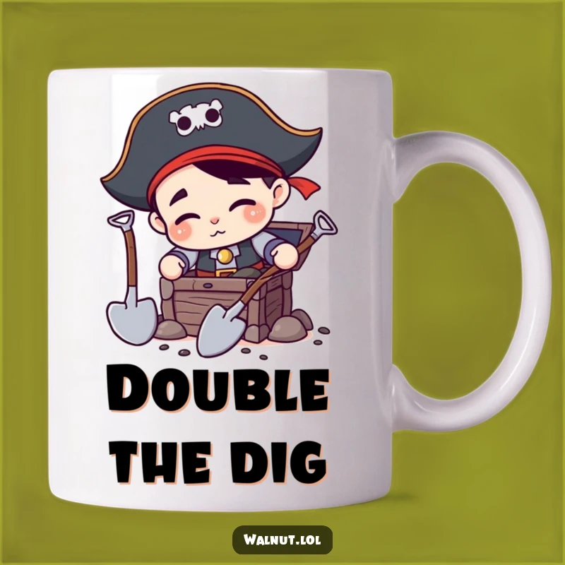 Funny Pirate Digging Mug - Treasure Hunter Character Design, Perfect Funny Gift