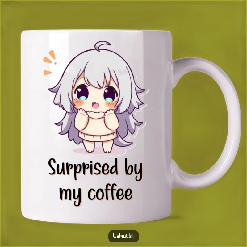 Funny Surprise Mug: Playful Character Pose, Perfect Reaction Gift