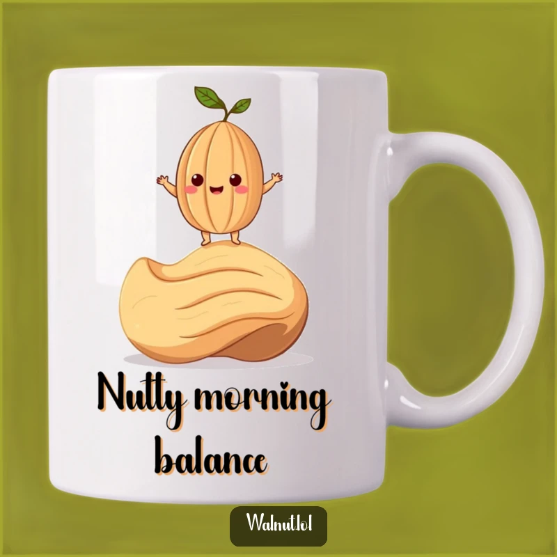Funny Walnut & Cashew Mug: Precarious Balance, Perfect Humorous Gift