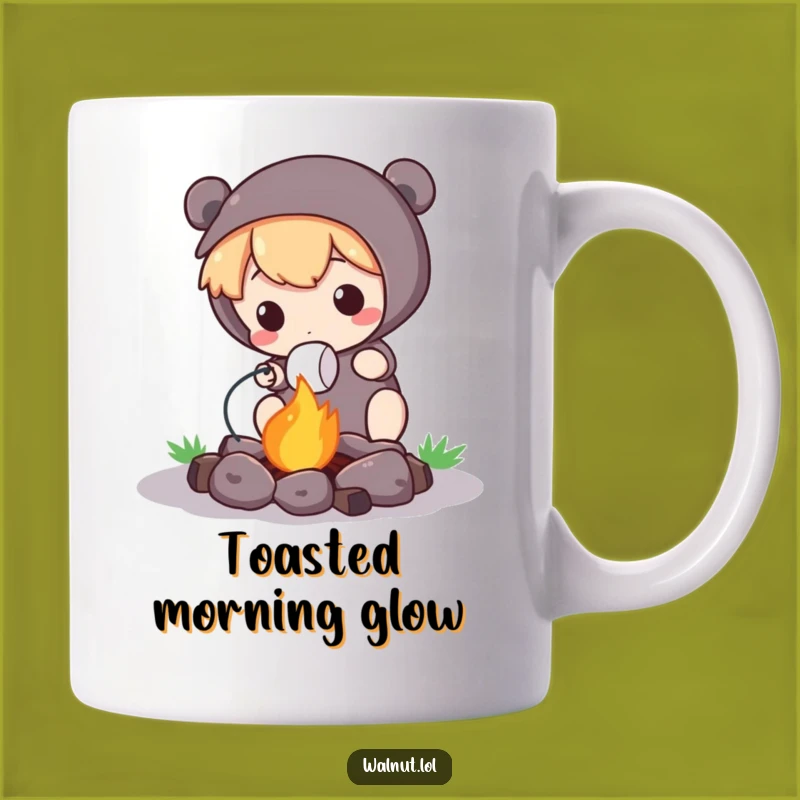 Funny Campfire Mug: Cute Character Roasting Marshmallow Gift