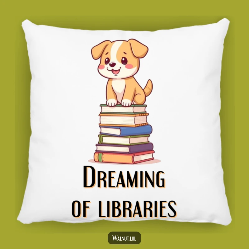 Funny Dog Book Stack Pillow: Cozy Comfort with Literary Balance