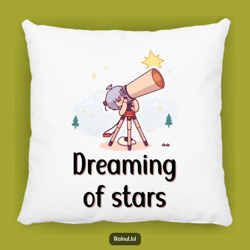 Funny Stargazer Pillow: Cute Character's Cosmic Comfort