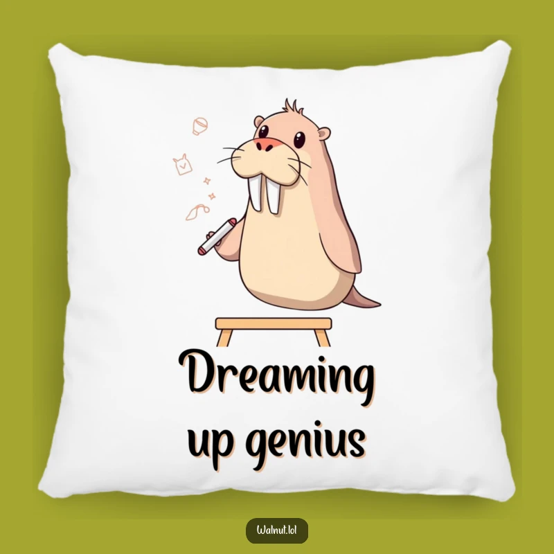Funny Walrus Artist Pillow: Comfy Decor with Hilarious Sketching Vibes, Gift