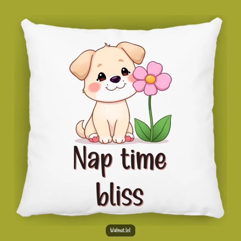 Funny Dog Flower Smile Pillow: Cozy Up with Canine Comfort and Nature's Calm