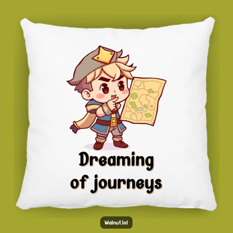 Funny Explorer Pillow: Rest Your Head with a Determined Map Character