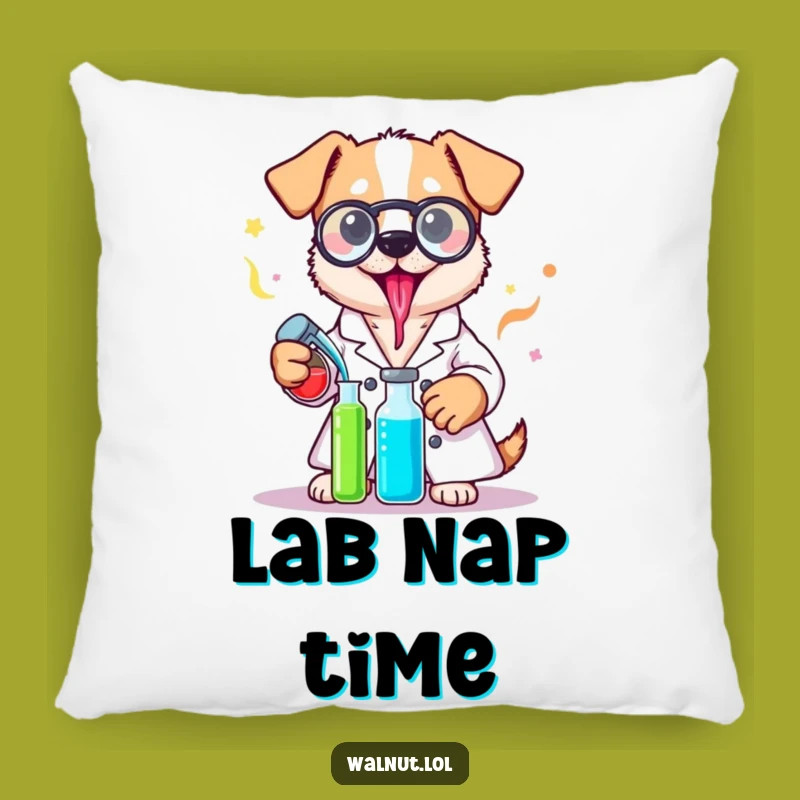Funny Lab Coat Dog Pillow: Cuddle Up with Chemistry - Hilarious Scientist Comfort Gift