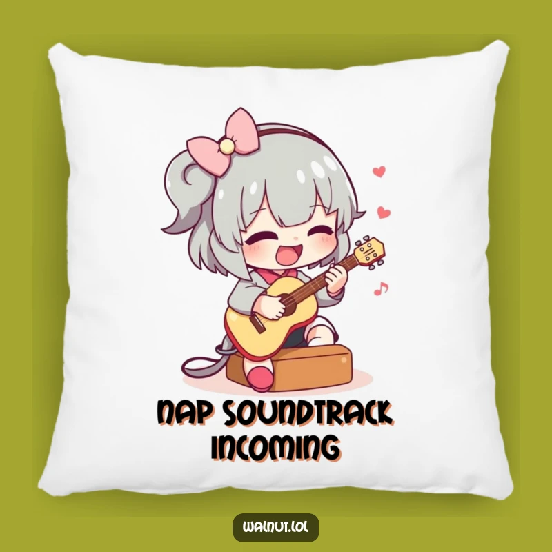 Funny Music Pillow: Snuggle Up with This Cute Guitar Playing Character Design