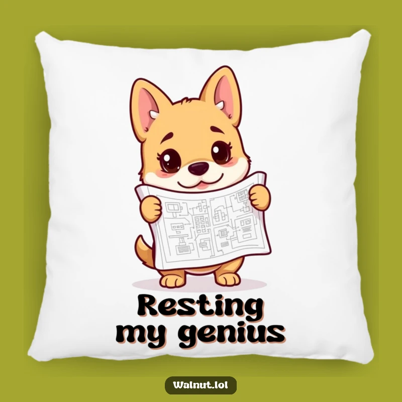 Funny Blueprint Dog Pillow: Rest Your Head on Genius - Hilarious Architect Comfort Gift