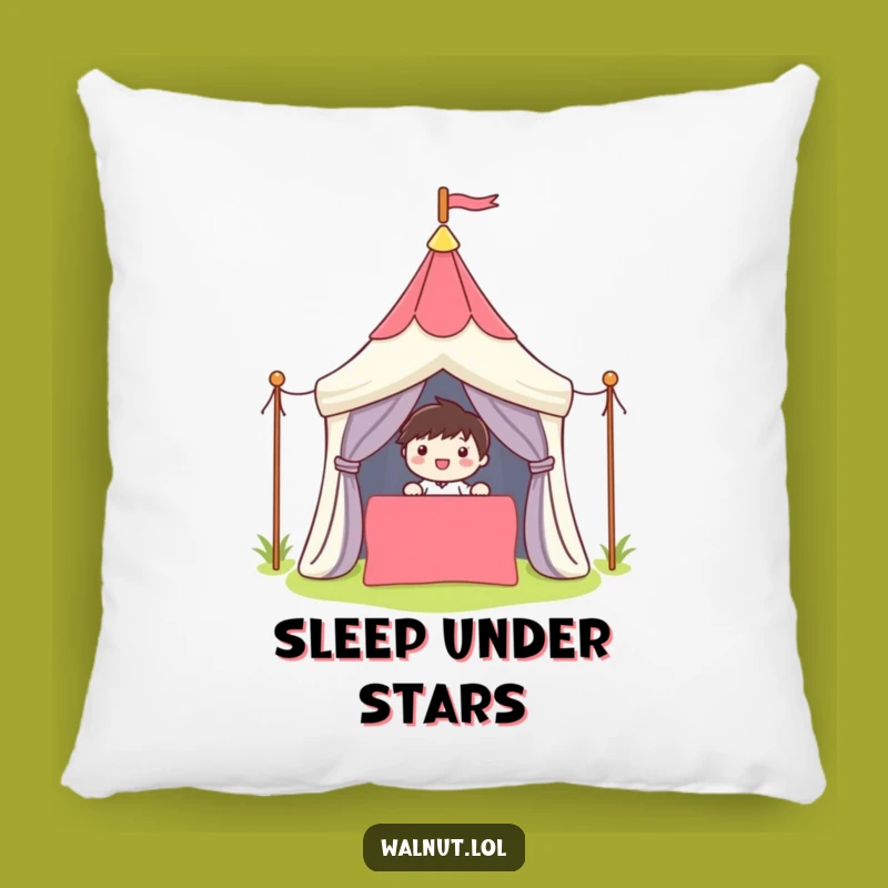 Funny Camper Pillow: Cute Character's Cozy Adventure Comfort