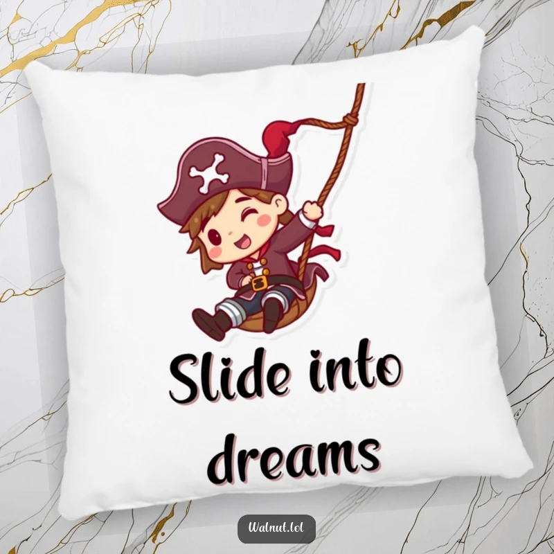 Funny Pirate Rope Slide Pillow: Cozy pirate character sliding down a rope, adding a soft, humorous, and action-packed touch to any room.