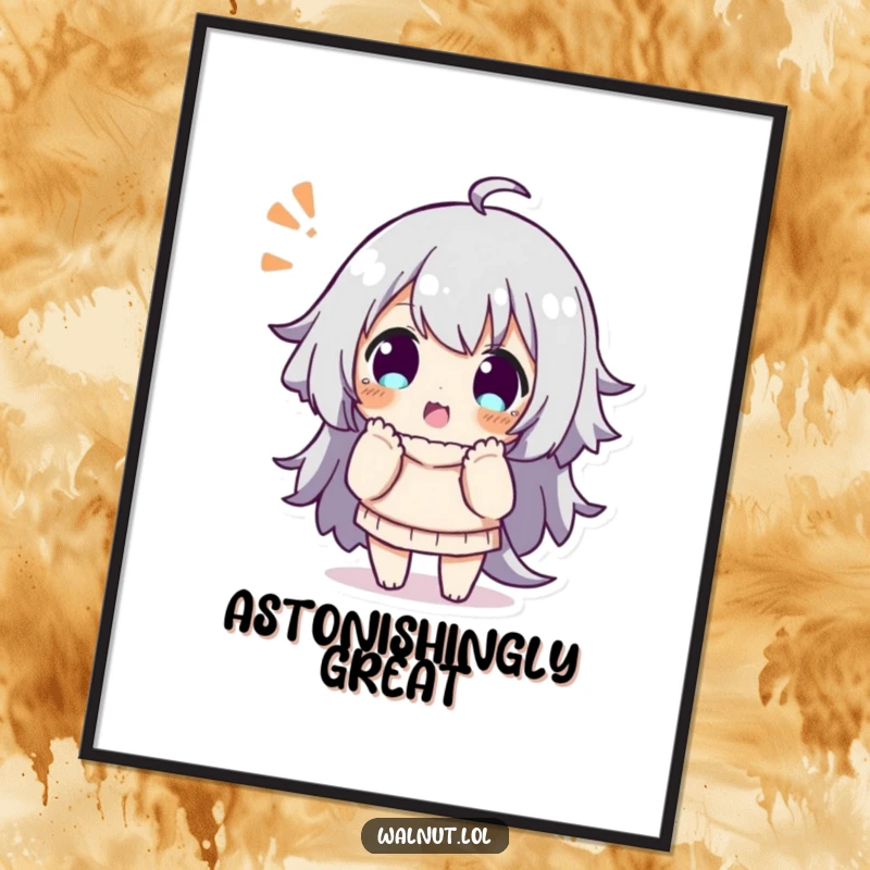 Funny digital art print of a character striking a playful, surprised pose, offering instant humorous decor.