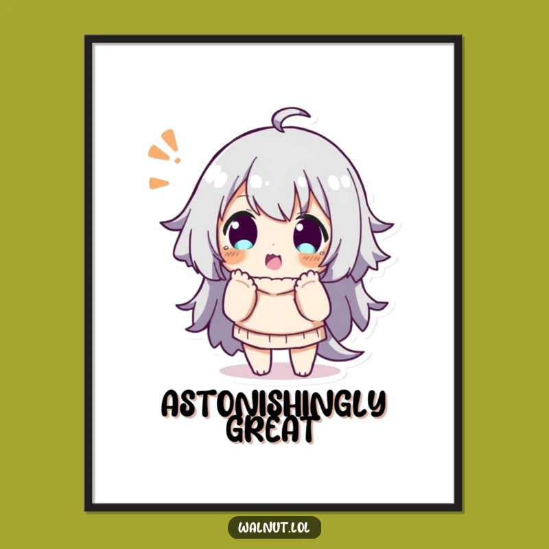 Funny Surprise Digital Art: Printable Character Scene, Instant Humorous Decor