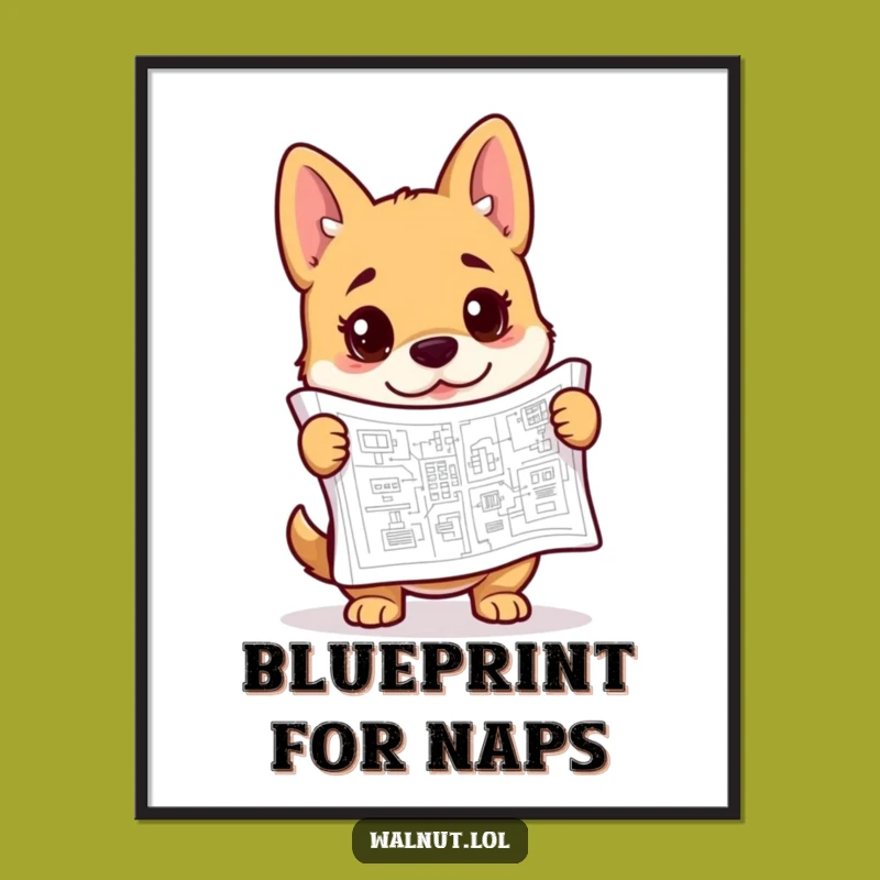 Funny Blueprint Dog Digital Print: Instant Architect Art - Hilarious Canine Design