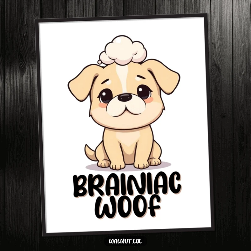 Funny dog digital art print showing a dog deep in profound thought, perfect for virtual spaces.