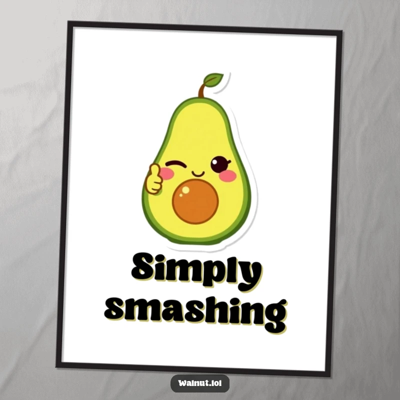 Funny Digital Art: A winking avocado character gives a thumbs up, capturing pure, healthy, humorous positivity.