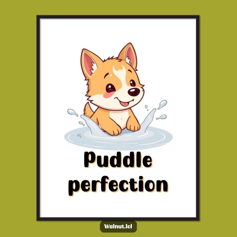 Funny Dog Puddle Splash Digital Art: Instant Joy, Perfect Decor Gift!