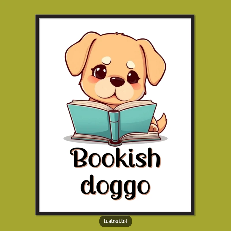Funny Dog Reading Digital Art: Brainy Pup Print, Instant Funny Gift!