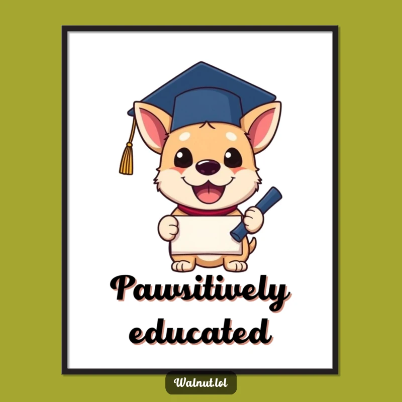 Funny Grad Dog Digital Art Print: Decorate with Celebration using this Proud Art