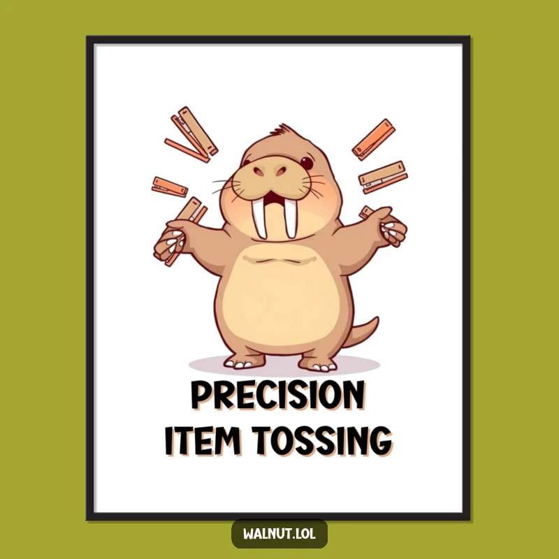 Funny Juggling Walrus Digital Art Print: Add Playful Chaos to Your Walls