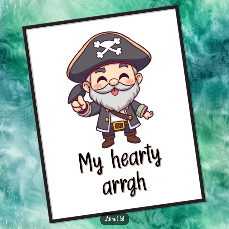 Funny Pirate Digital Art Print of a character giving a hearty Arrgh! gesture, capturing bold enthusiasm and pirate spirit.