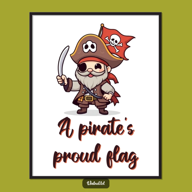Funny Pirate Jolly Roger Digital Print: Nautical Adventure Art, Unique Funny Gift
