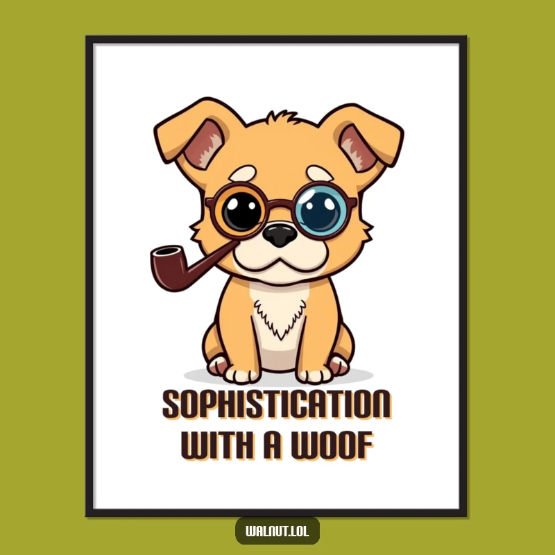 Funny Pondering Dog Digital Art: Sophisticated Canine Humor for Your Walls