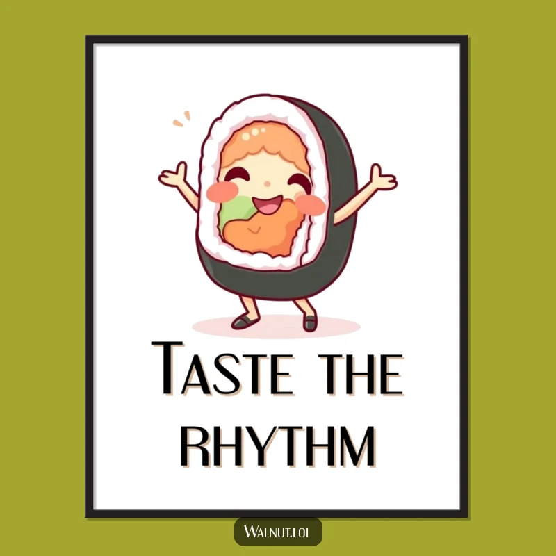 Funny Sushi Dance Digital Art - Printable Culinary Joy, Unique Funny Gift