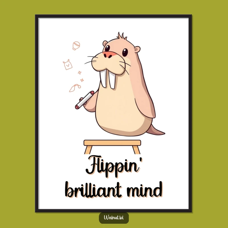 Funny Walrus Artist Digital Print: Hilarious Sketching Scene for Instant Wall Decor Gift