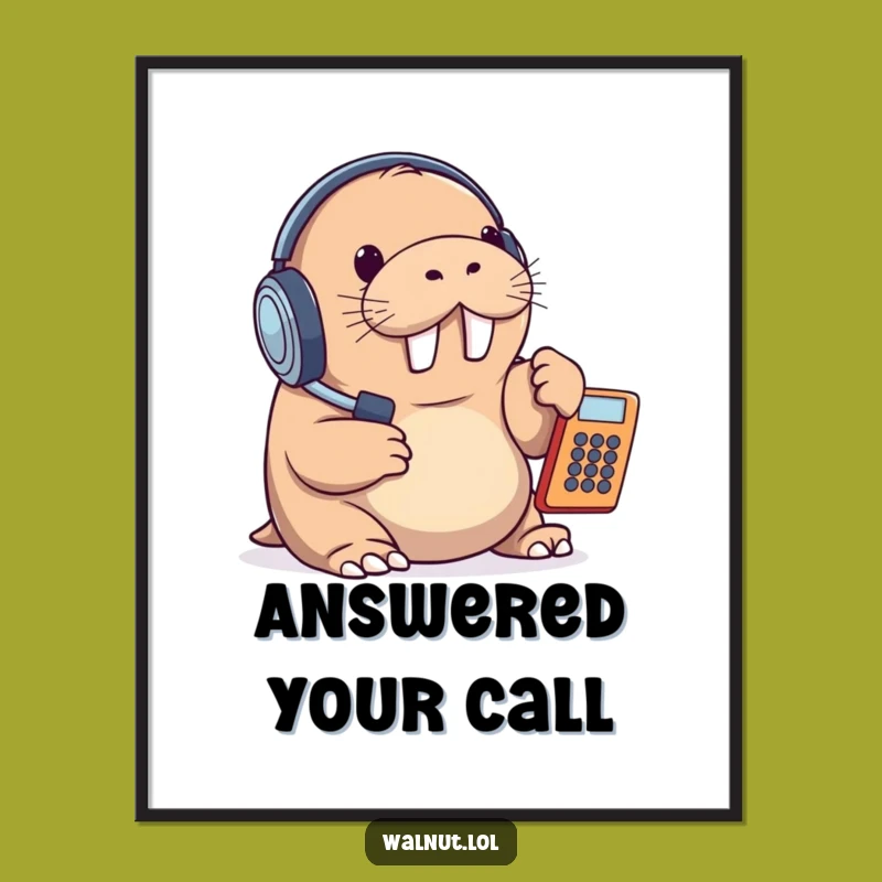 Funny Walrus Customer Service Digital Art Print: Add Hilarious Support to Your Walls