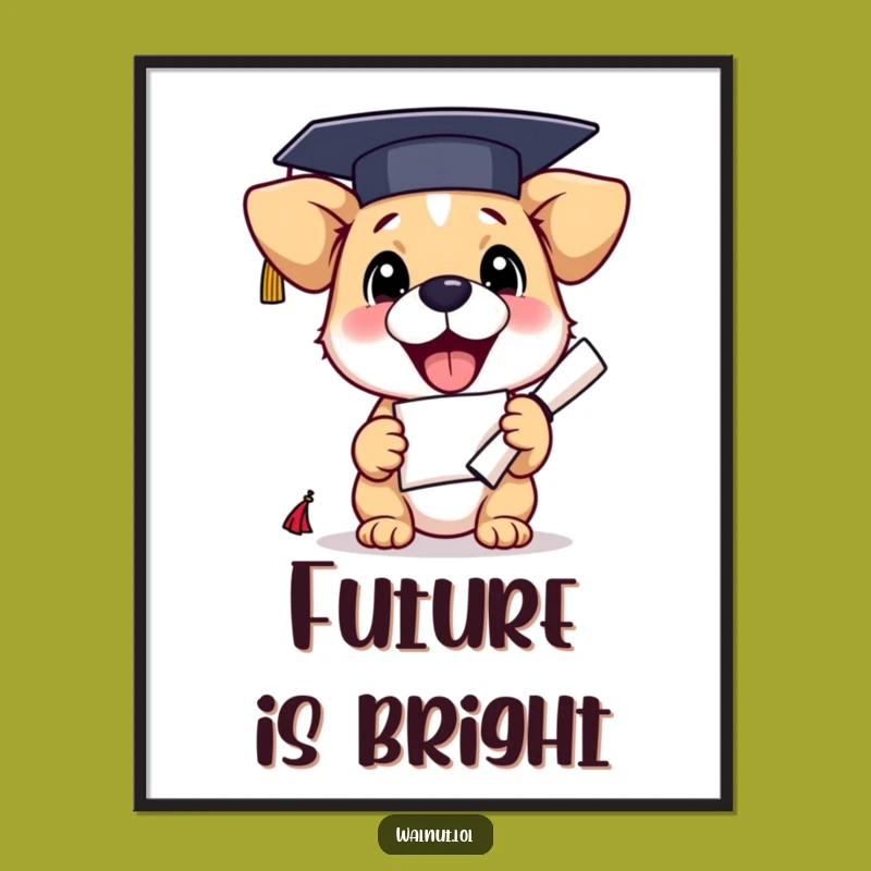 Funny Graduation Dog Digital Print: Brighten Your Walls with This Hilarious Pup's Diploma Art
