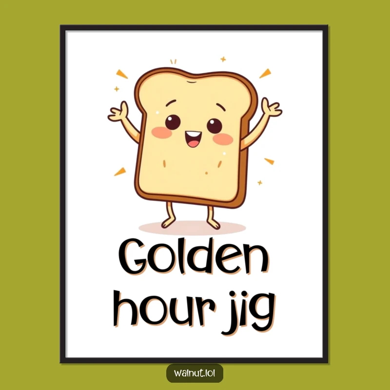 Funny Toast Jig Digital Art - Printable Breakfast Joy, Unique Funny Gift